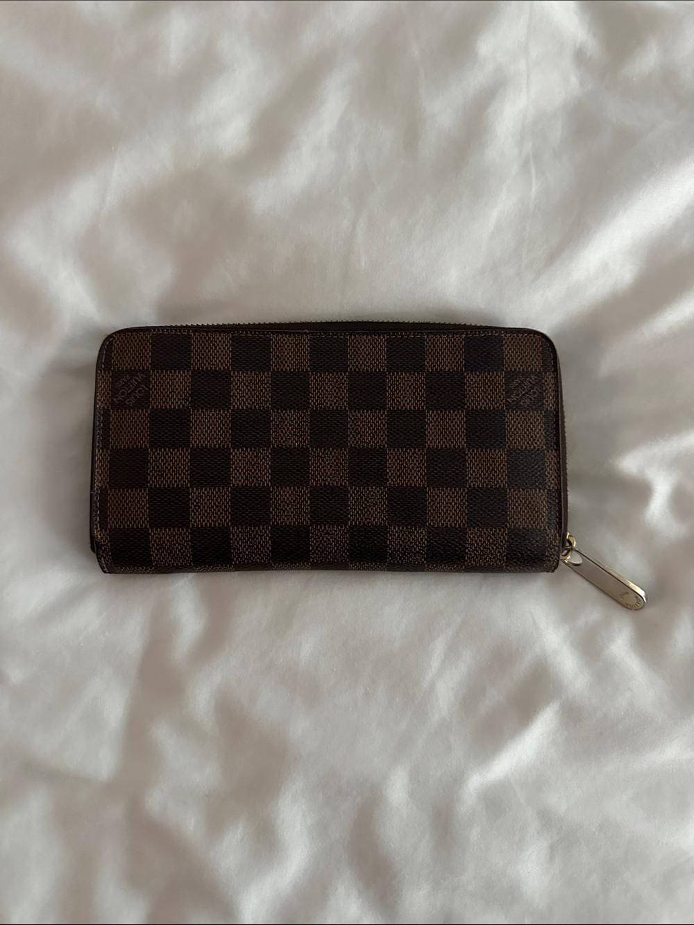 Louis Vuitton Damiere Ebene Brown Checkered Zip Wallet